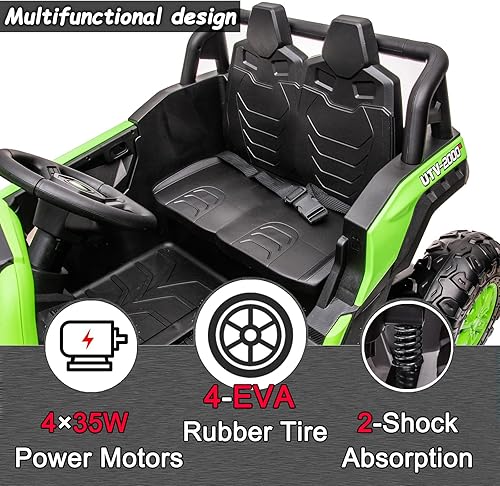 Miniatura 3 de Sopbost Buggy UTV 4WD Ride On con neumáticos de goma EVA de 12 V y 10 AH auto eléctrico de un solo asiento con control remoto juguetes todoterreno