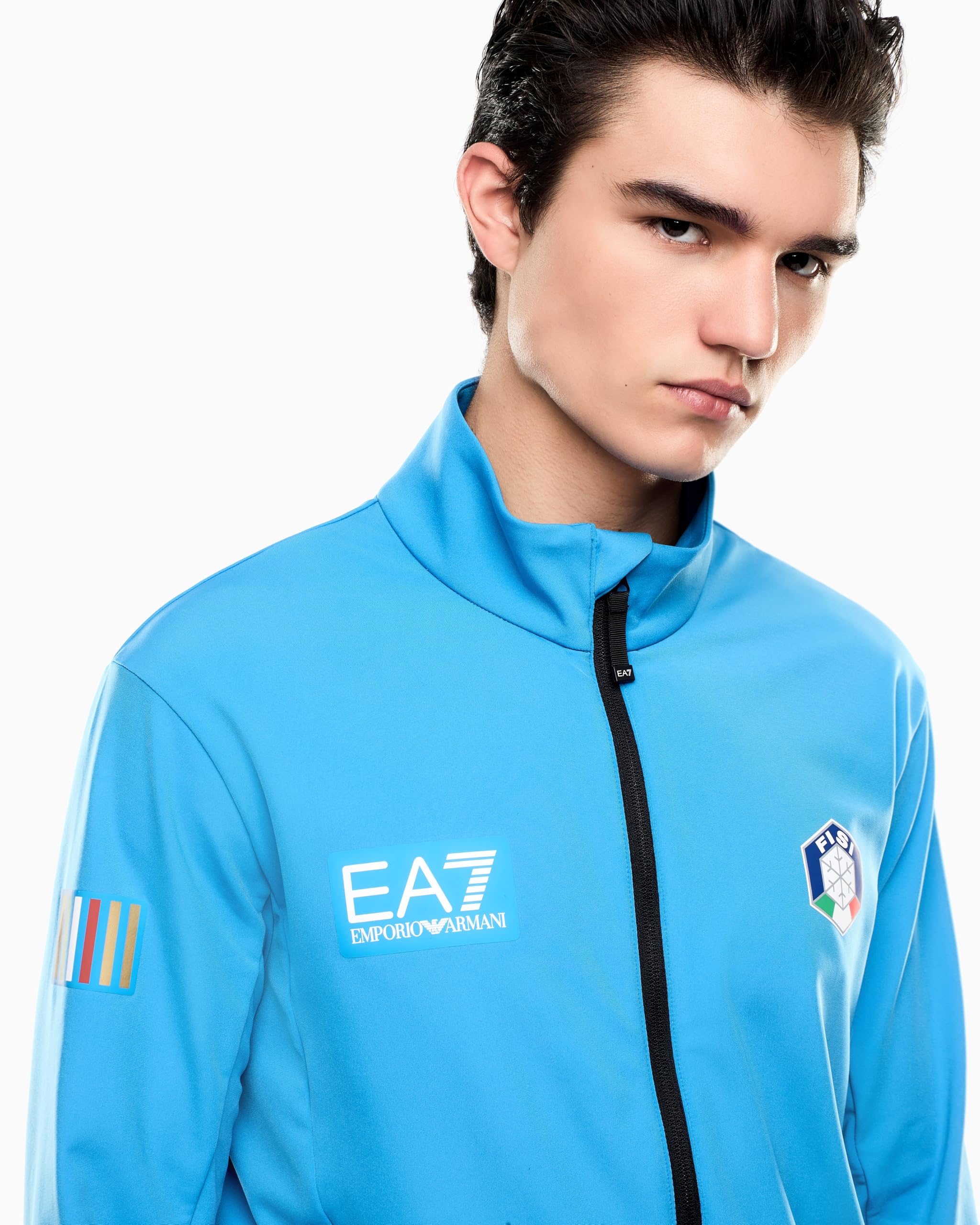 Emporio Armani EA7 Męska bluza z zamkiem błyskawicznym z kolekcji Fisi z tkaniny Powerstretch 7M001206