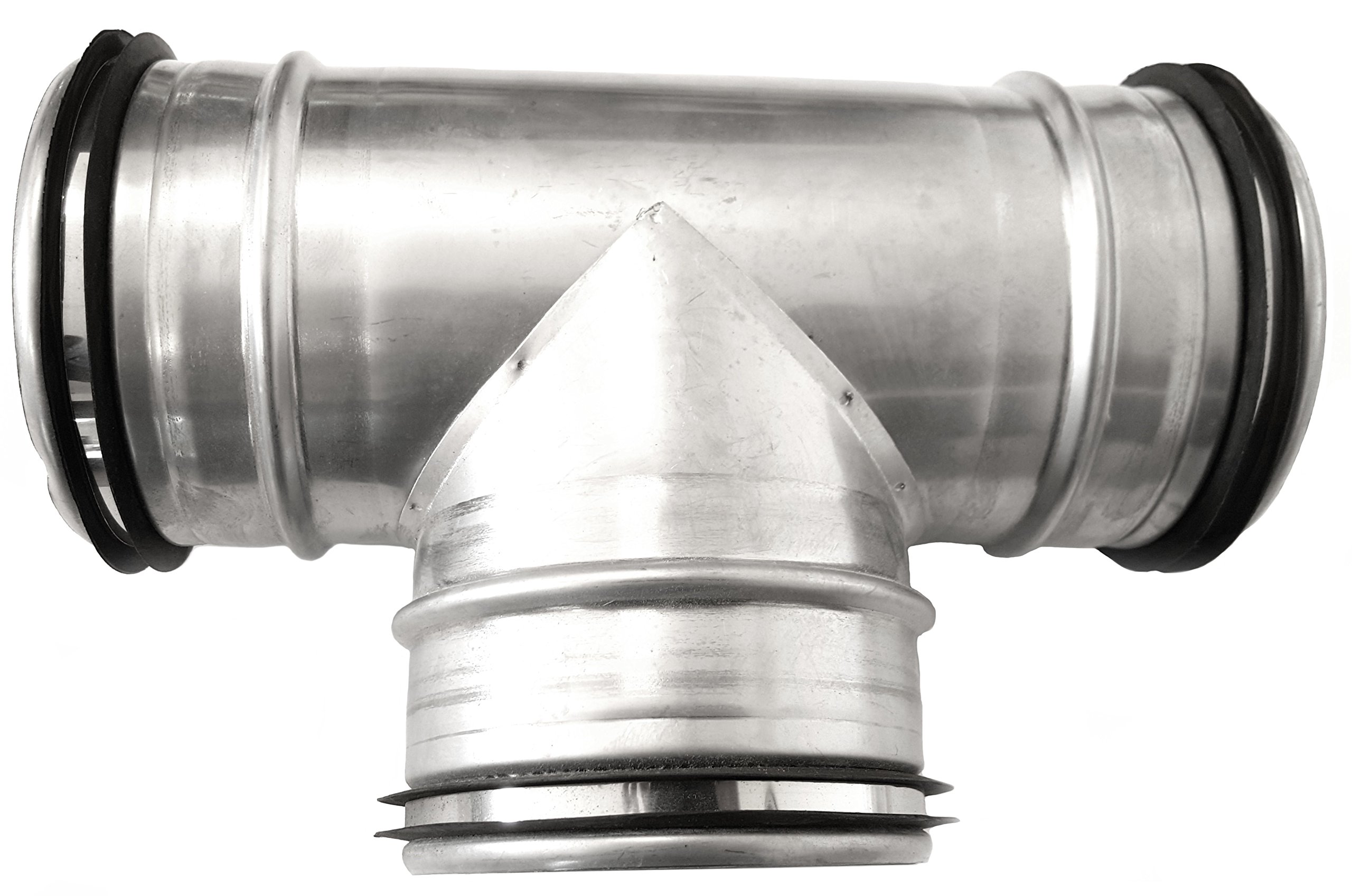 Pieza en T para canal en espiral, 90° DN:80 100 125 125 150 160 200, racor galvanizado y de acero inoxidable, pieza de derivación para ventilación y extracción de humos, tubo de ventilación, Plateado