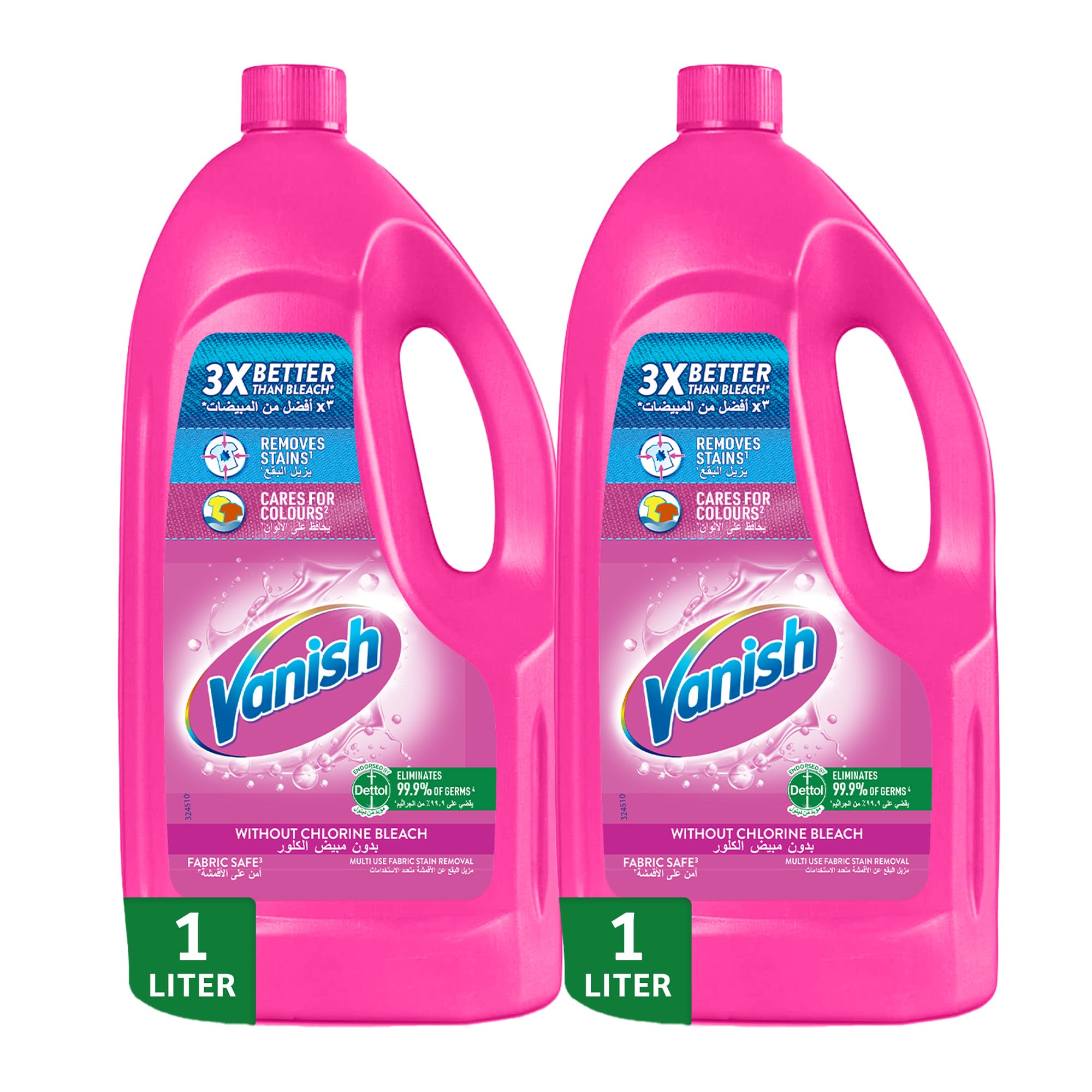 Vanish Liquid Fabric Stain Remover 1L+1L Free for Coloured & White clothes
