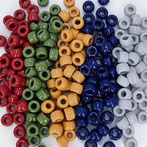 1000 cuentas de pony de 0.236 x 0.325 pulgadas a granel, 5 colores para hacer pulseras, cuentas Kandi, cuentas de pelo para trenzas, cuentas de