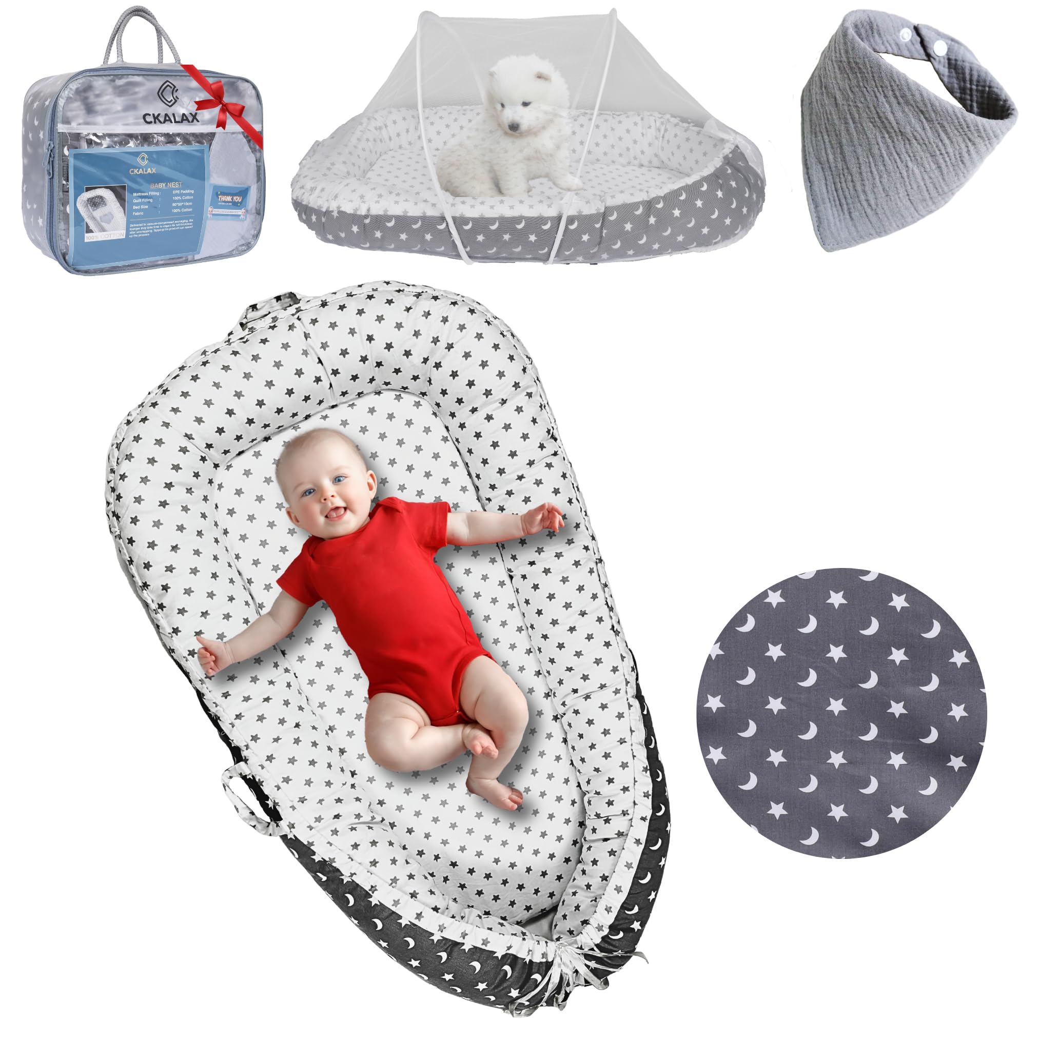 Vanfenel Baby Lounger|100% Cotton Infant Lounger|Baby Nest Co