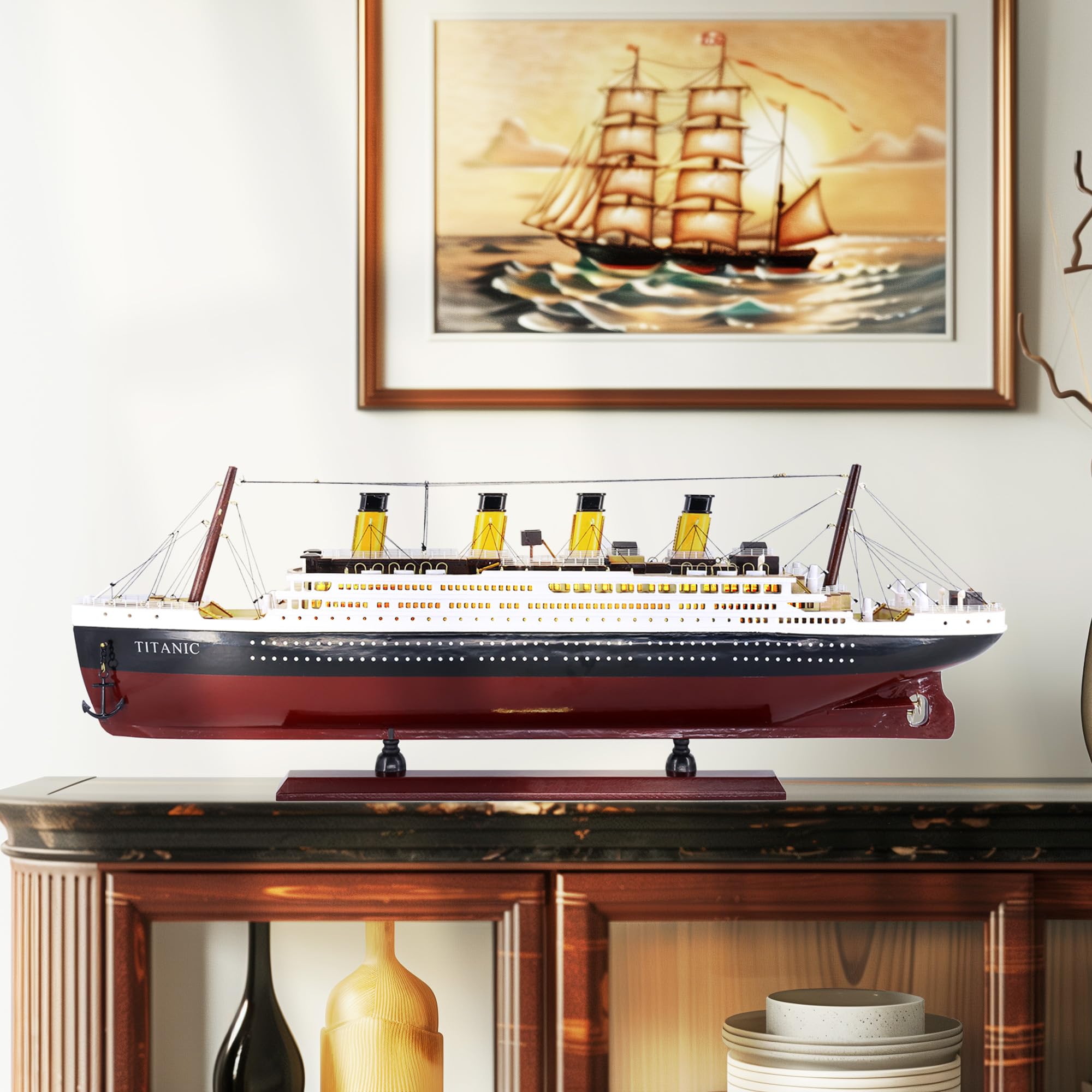 タイタニック柄 Amazon.com: NAUTIMALL Titanic 24inch Wooden Ship Model Home Decor