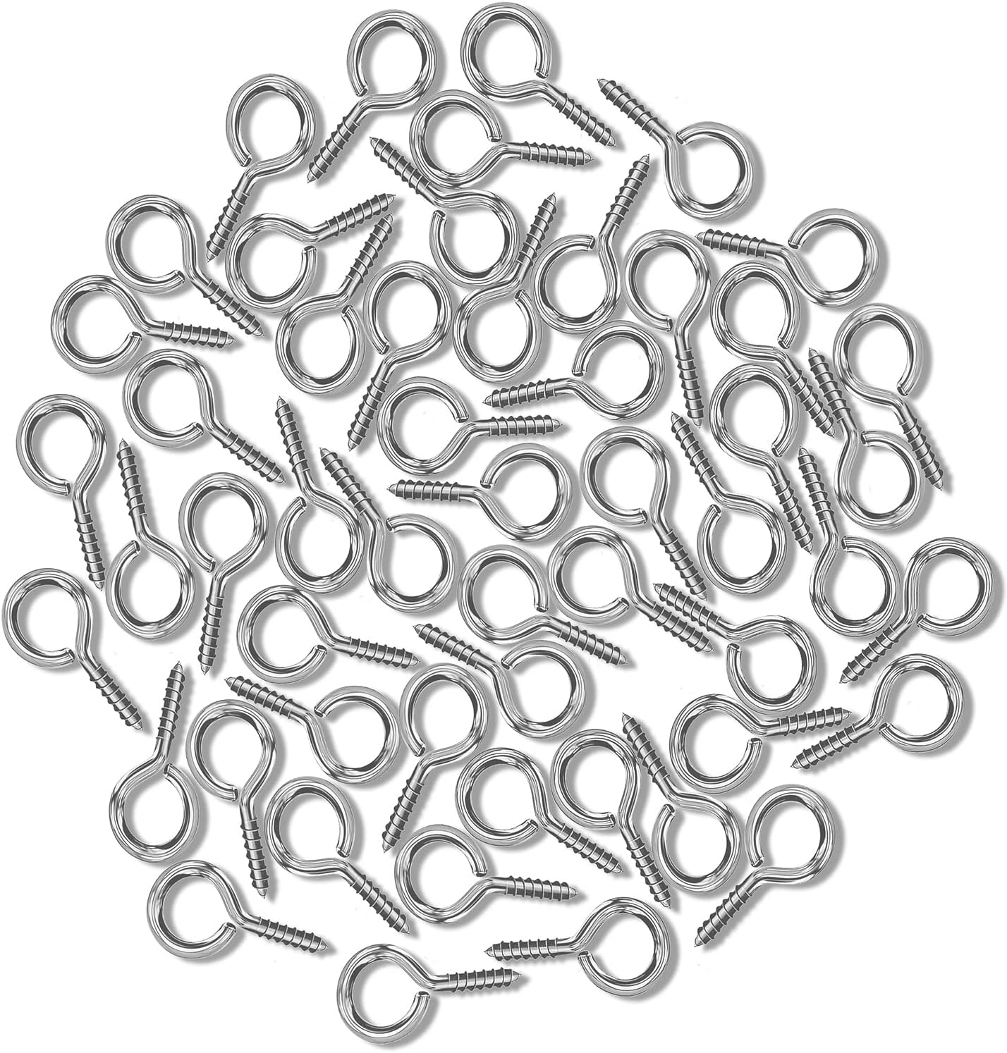 100PCS 1 inch Small Screw Eye Pins, Eyelets Screw Threaded Silver Clasps, Silver Zinc Plated Eyelet Hooks