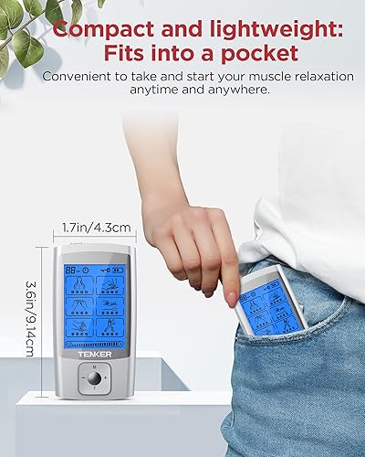 Miniatura 4 de TENKER Unidad TENS Estimulador Muscular, Máquina EMS de 24 Modos para Terapia de Alivio del Dolor/Manejo del Dolor, Masajeador de Pulso Electrónico