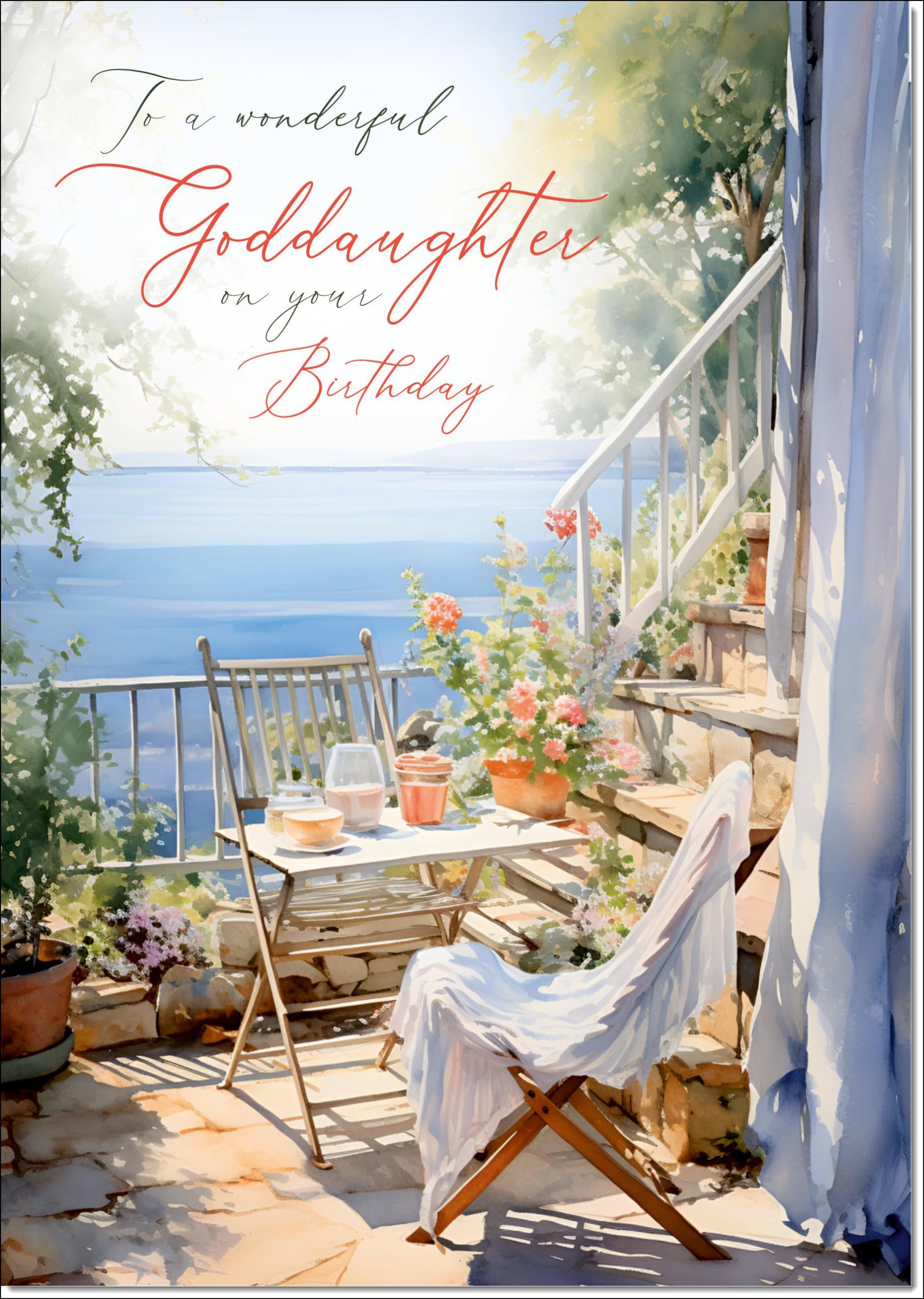 doodlecards Goddaughter Birthday Card Amalfi Coast Large A4 Size with Plain Envelope — image 1