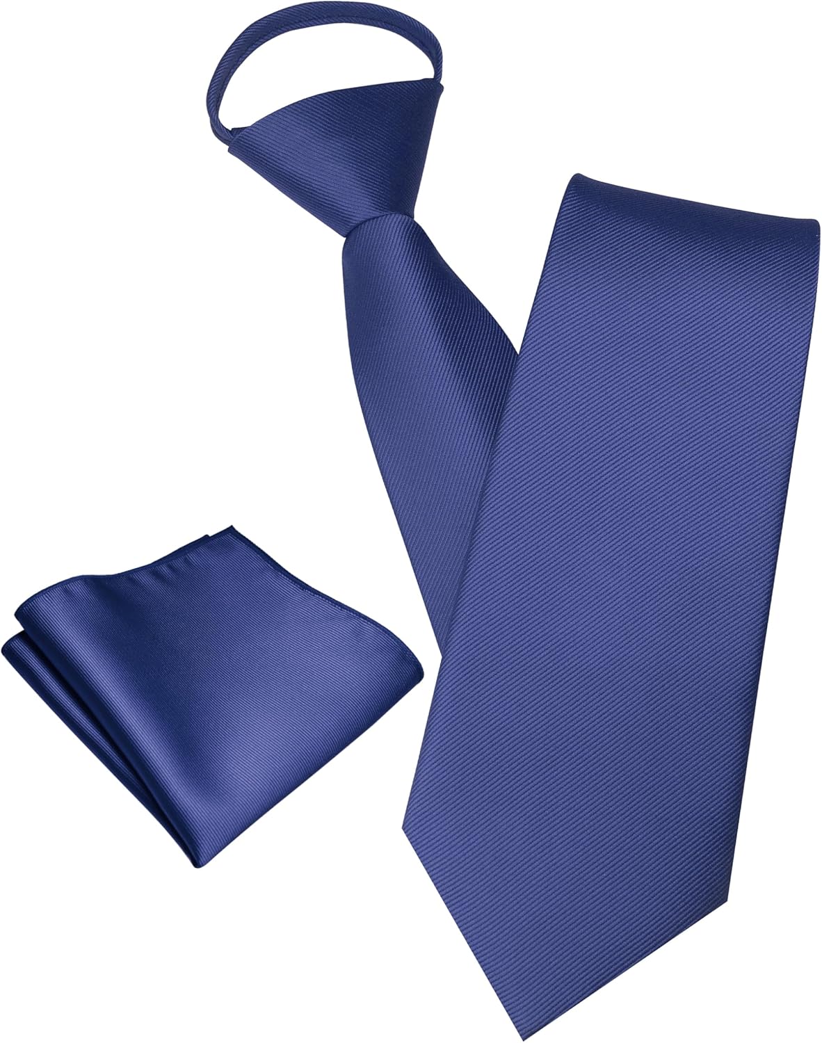 JEMYGINS 3.15“ Solid Color Pre-tied Tie and Pocket Square Set Adjustable Zipper Necktie for Business and Wedding(8cm)