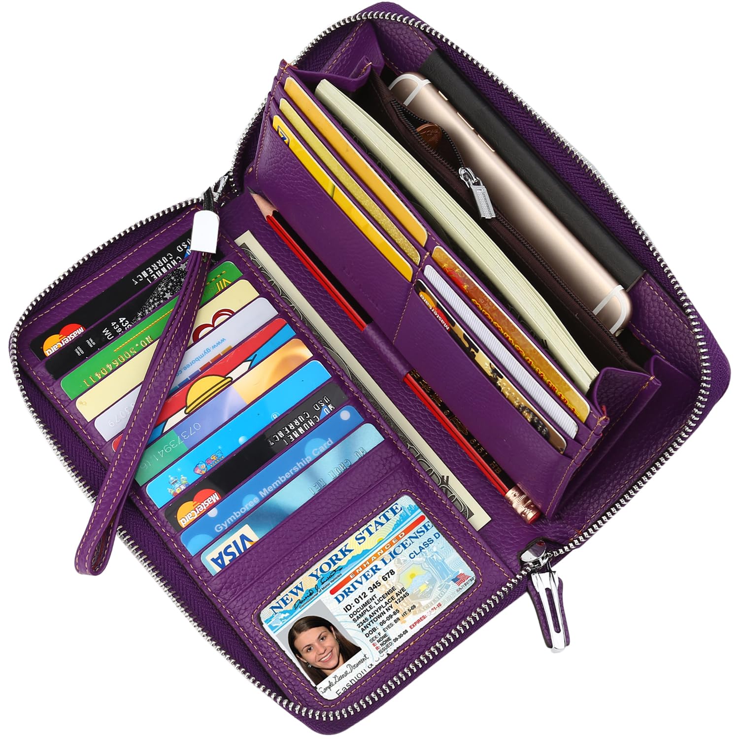 Small Compact Women Wallet RFID Blocking Genuine Leather Bifold Purse with ID Windows