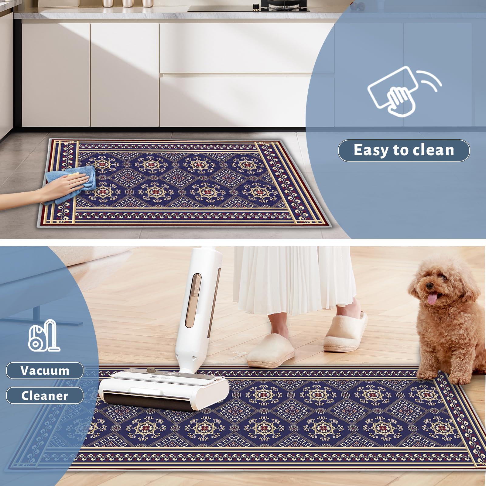 Hoimlm Kitchen Rug Set 2 Pieces Non Slip and Anti Fatigue Kitchen Mat Set - Image 4