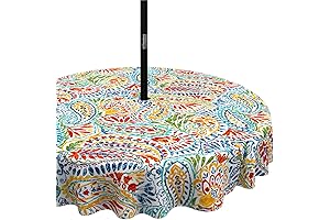 LVTXIII Outdoor/Indoor Round Tablecloth, Patio Stain Resistant