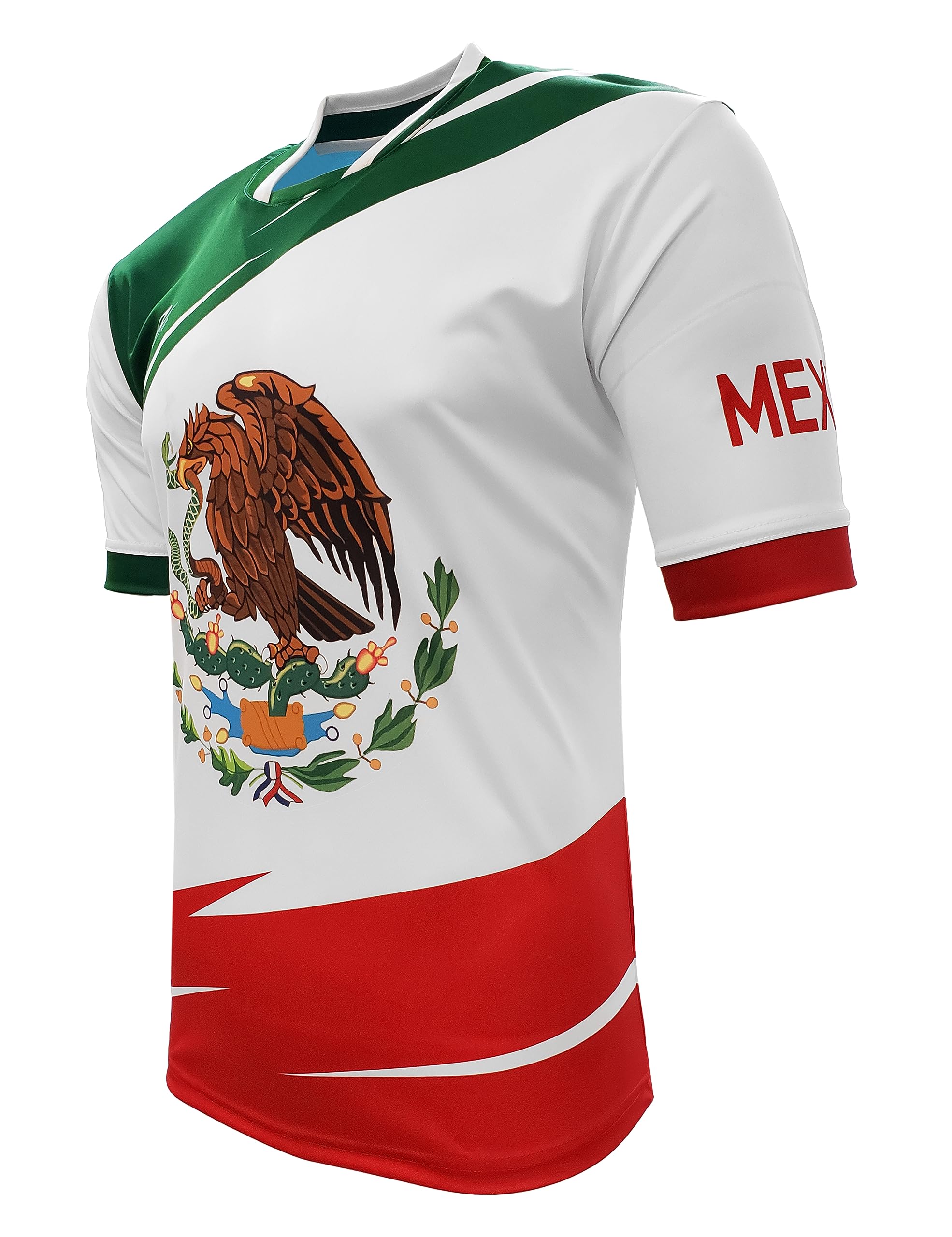 ARZA Mexico Fan Jersey for Kids Color White, Red,Green 100% Polyester Short Sleeve (US, Numeric, 12, Regular, White)
