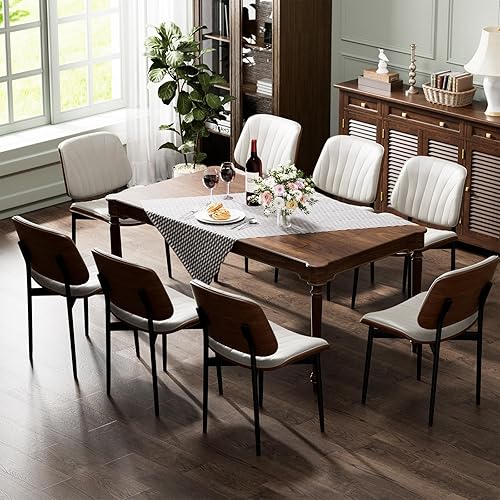 Miniatura 11 de Juego de 4 sillas de comedor, sillas para comedor y cocina, silla de acento moderna de mediados de siglo certificada FSC, sillas tapizadas de piel