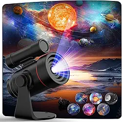 Projetor estrela atualizado, projetor de galáxia planetário HD recarregável com bateria de 2000 mAh, projetor de teto montado na parede, cenários de nebulosa espacial de rotação de 360° para decoração