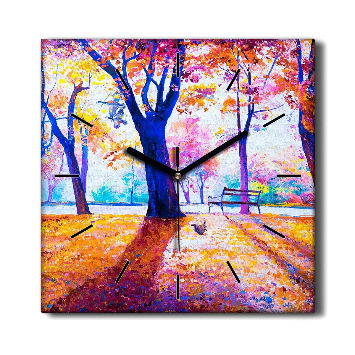 Horloge sur Toile Salon Automne 30x30cm Décoration Murale Apaisante