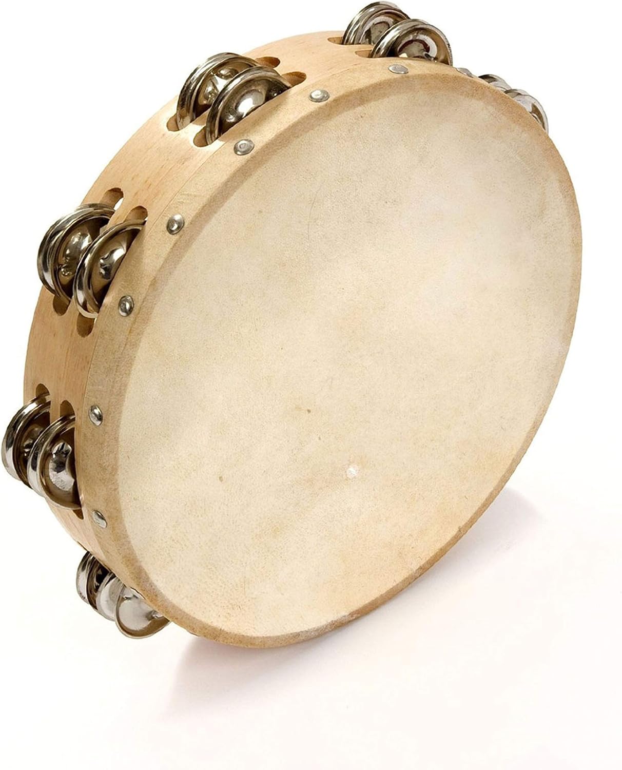 Percussion Plus PP874 10 inch 16 Jingle Tambourine,Beige