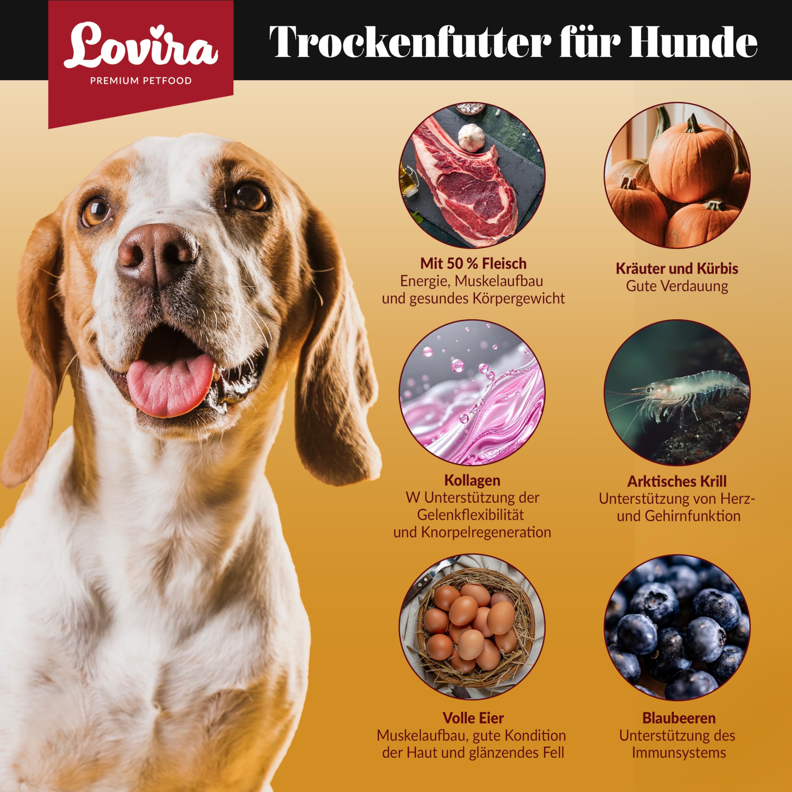 Lovira - Hundefutter Trocken - Trockenfutter für Hunde - Getreidefrei, mit hohem Fleischanteil 50% Ente - mit Kürbis, Kräuter & Gemüse - Hundetrockenfutter Sensitiv - Erwachsene Hunde - 3 x 3kg