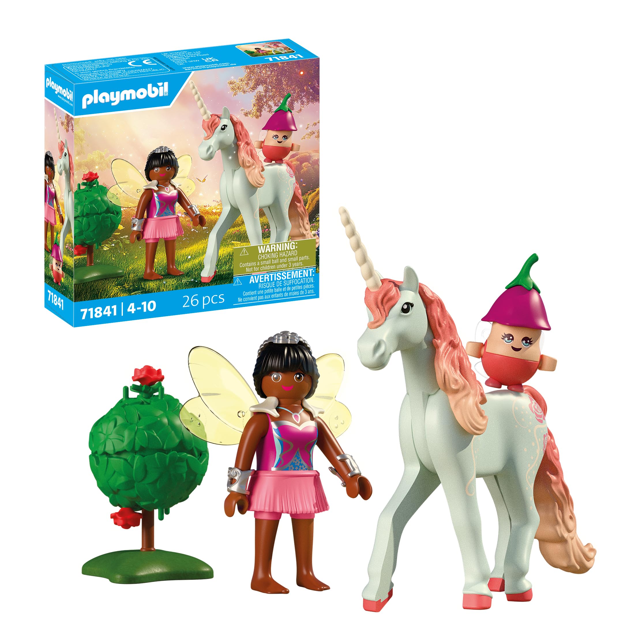 Playmobil | Magic Unicorns | Unicornio arcoíris con hada | Con accesorios intercambiables y detalles mágicos | Regalo perfecto para niños a partir de 4 años | 71840