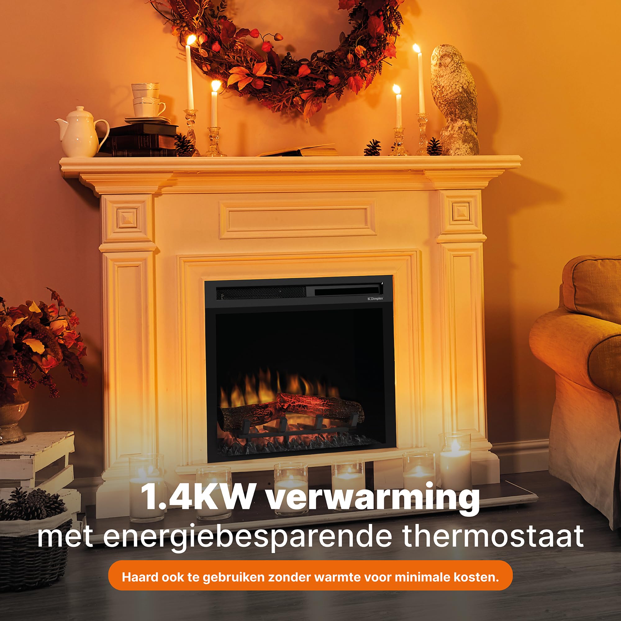 Dimplex Chimenea eléctrica XHD26 Firebox 210975 Efecto Llama Optiflame - Lámparas LED duraderas - Chimenea eléctrica con calefacción - Inserto de Chimenea - Incluye Mando a Distancia, 1400 W, Negro,