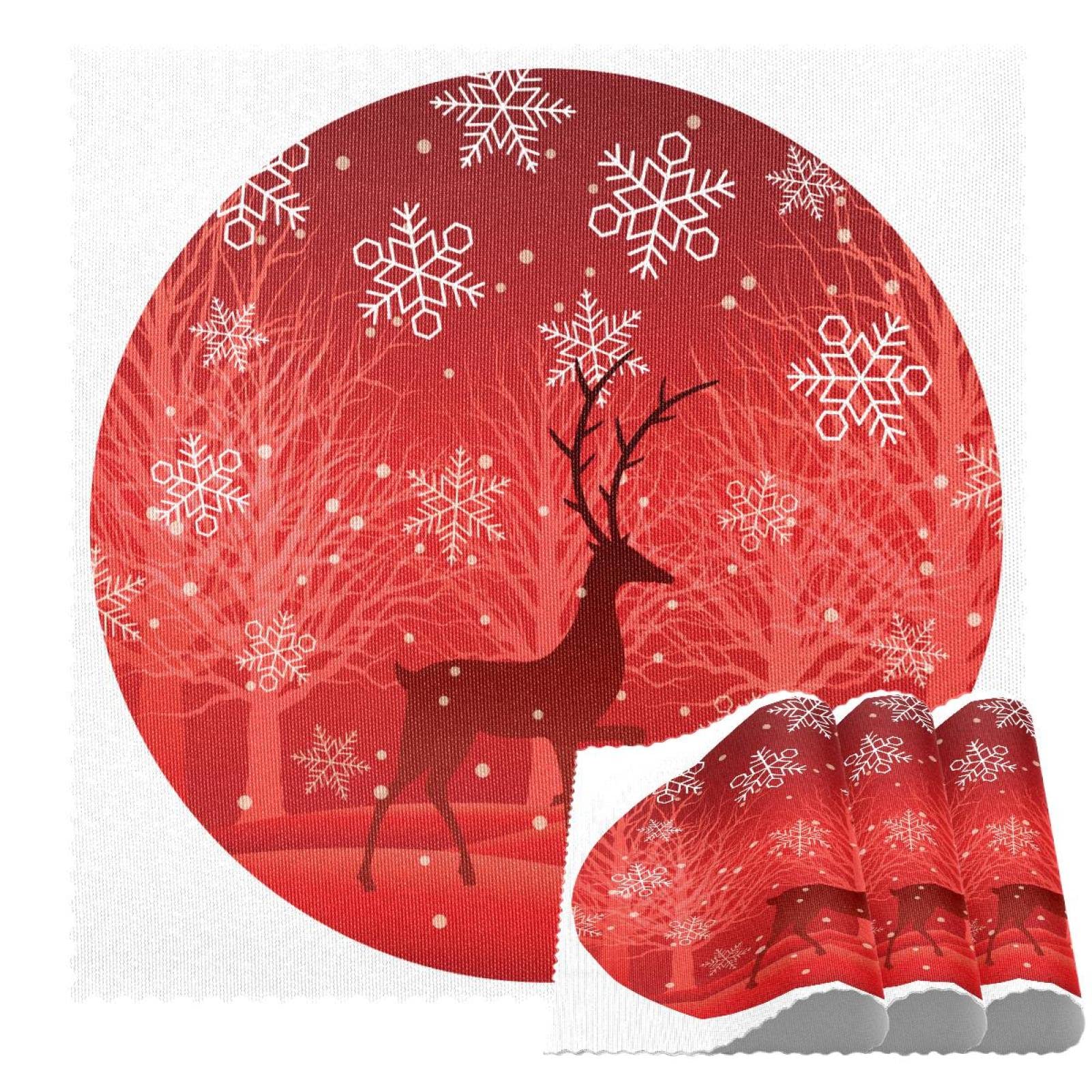 Sets de table anti-rayures et chaleur lot de 4 protections de table motif renard d'automne