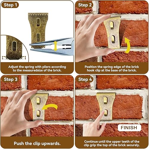 Miniatura 4 de 24 clips de gancho de ladrillo, perchas de ladrillo resistentes para colgar al aire libre, montaje en ladrillo sin perforar, clips de pared para