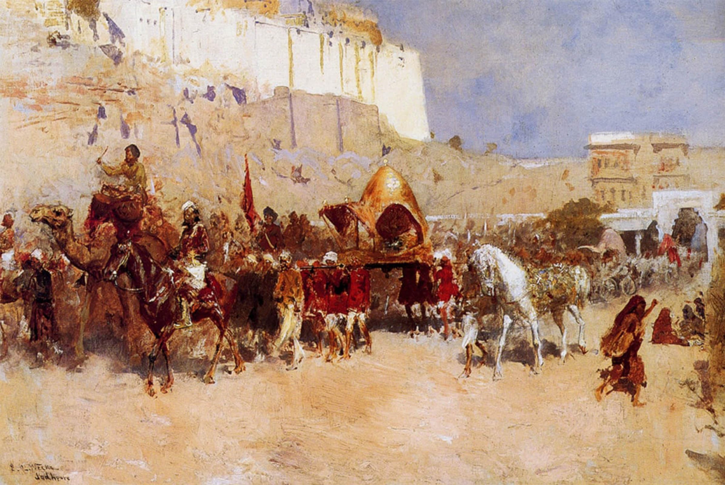SERENDIPITP Vintage Picture Print on Canvas Wall Art Poster Wedding Procession Jodhpur Edwin Lord Weeks Artwork Print Poster for Wall Decor 60x90cm