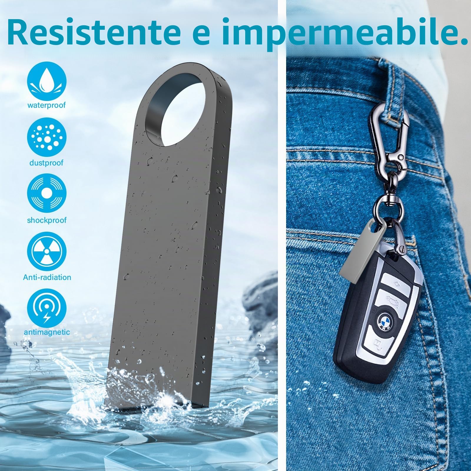 ABLAZE Mini chiavetta USB 2 GB 20 pezzi Nero impermeabile Penna USB 2 GB | in metallo confezione da 20 pezzi per laptop, computer, TV, auto