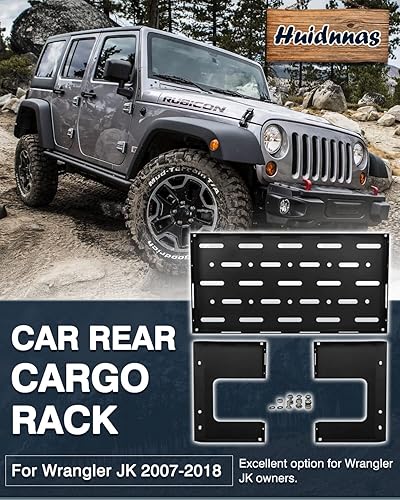 Miniatura 7 de Jeep Wrangler JK - Cesta de carga trasera (sin taladro), capacidad de peso de 150 libras, para accesorios Wrangler JK 2018-2007, estante de maletero
