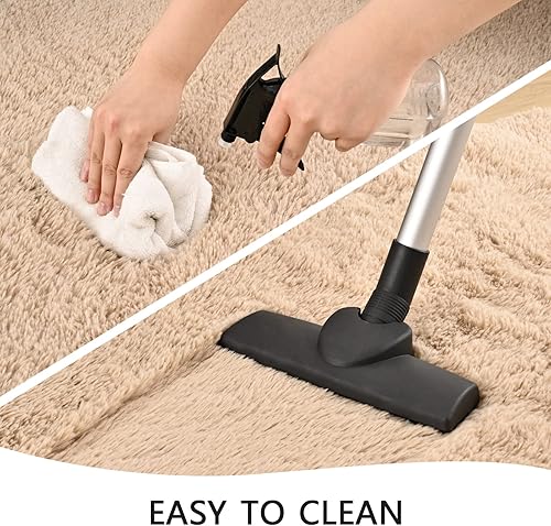 Miniatura 5 de Alfombras de pasillo beige para dormitorio, sala de estar, alfombras de noche esponjosas de 2 x 6 pies, alfombra suave y lanuda para habitación de