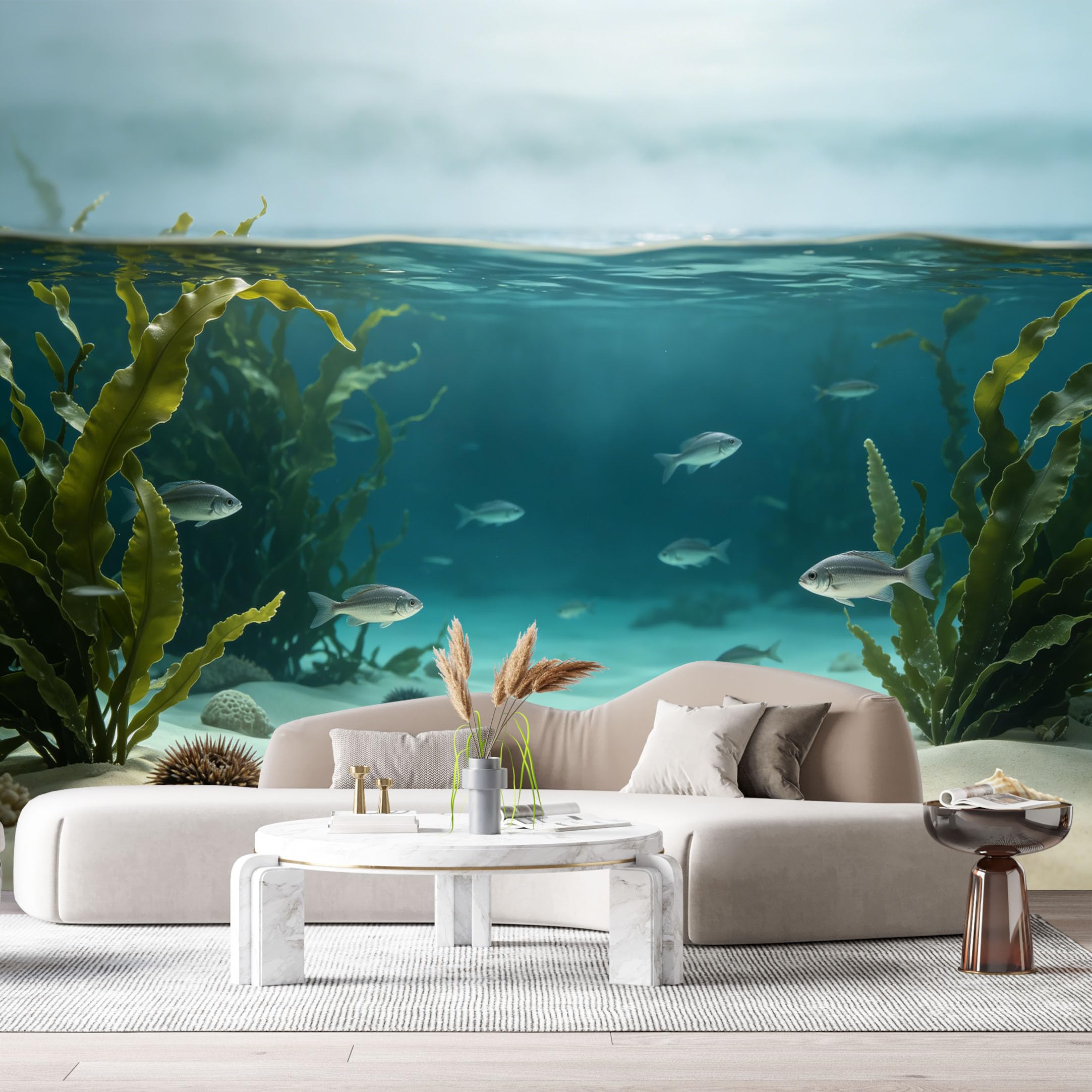 Custom Size Wall Murals Underwater Marine Ocean View Seaweed Tropical Fish Shells SelfAdhesiveWall Fabric Removable Wallpaper Wall Decor for Living Room Bedroom Bathroom