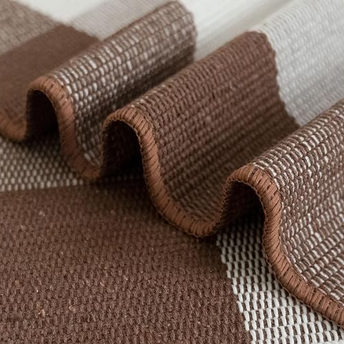 Miniatura 30 de CAINANEL Buffalo - Alfombra de algodón a cuadros de 5 x 7 pies, tejida a mano para interiores y exteriores, alfombra de área para puerta de Tela