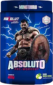 Absolut Nutrition, Pré-treino complementado com Beta-alanina, Arginina, Taurina, e Cafeína, Sabor maçã verde, Absoluto Minotouro, 420 gramas