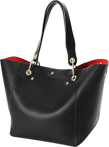 Miniatura 4 de Bolso de mano de trabajo de cuero para mujer, bolso impermeable de gran capacidad, bolso de hombro grande para mujer, color negro