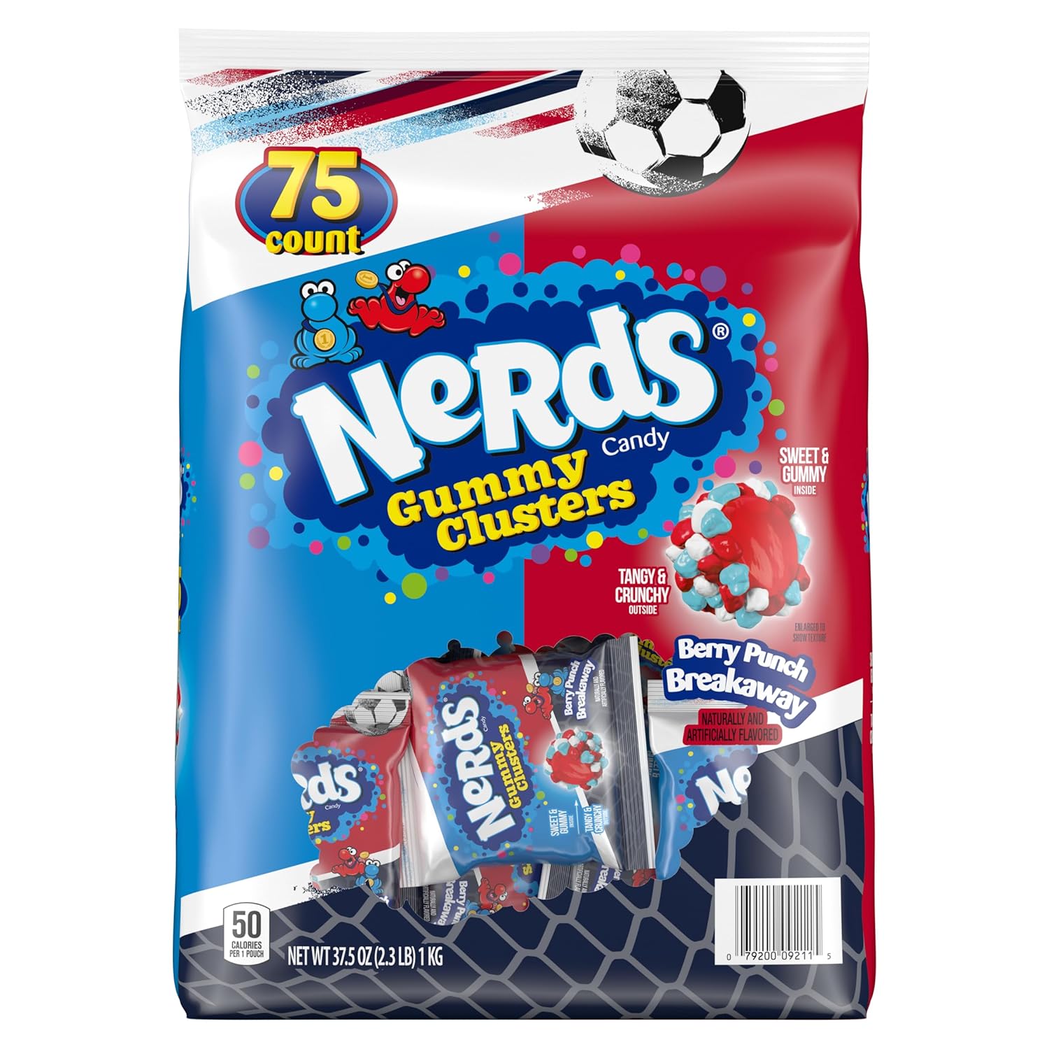 NERDS Gummy Clusters Candy, Berry Punch Breakaway, Summer Gummy Candy, 37.5 oz, 75 Count