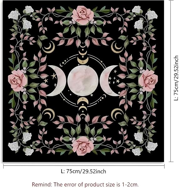 Tarot-Tischdecke, Altartuch, 74,9 cm, Tarot-Lesetuch, quadratisch für Tarotkarten-Deck, Hexerei, Wicca, heidnisch, spirituelles Zubehör, Wahrsagung, Tarot-Matte - 5