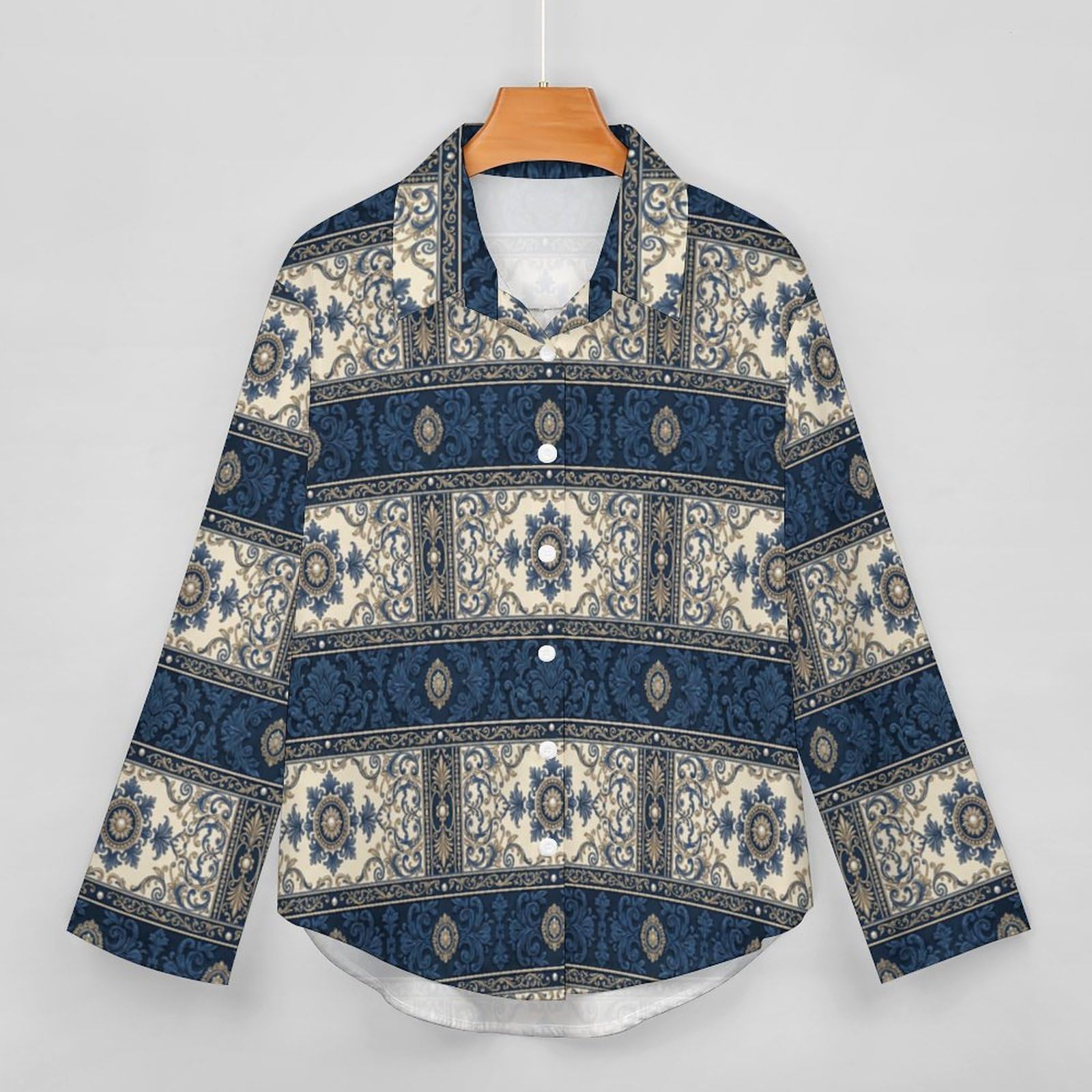 Camicia con Colletto e Modello Etnico Tradizionale Decorativo