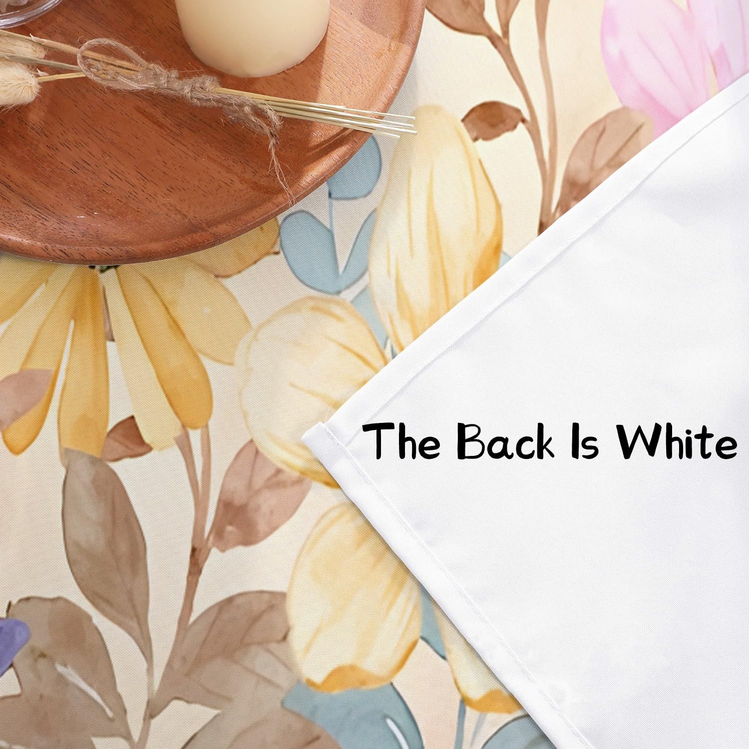 Wildblume Abwaschbar Tischdecke Rund 160, Boho Botanisch Tischtuch aus Polyester Wasserabweisend mit Lotuseffekt, Frühlingsblumen Tischdecken für Esszimmer, Party, Balkon, Garten, G-271