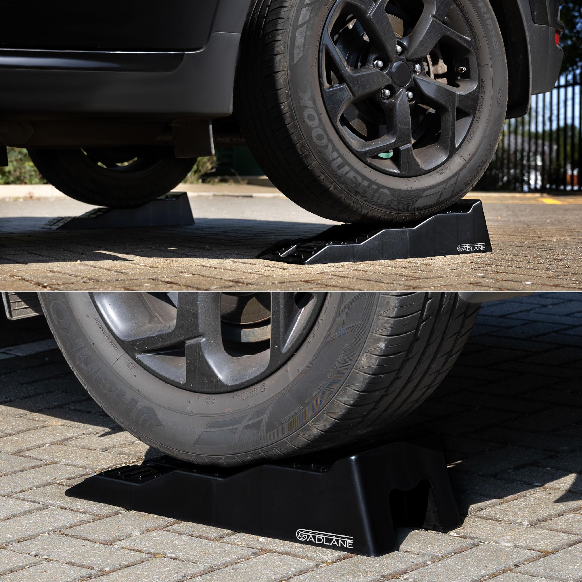 GADLANE Cuñas Niveladoras Autocaravana - 2 PCS Calzos Autocaravana de Alta Resistencia con Ranuras Antideslizantes - para Caravana, Furgonetas Camper y Remolques (Capacidad: 4,5 Toneladas) - Negro