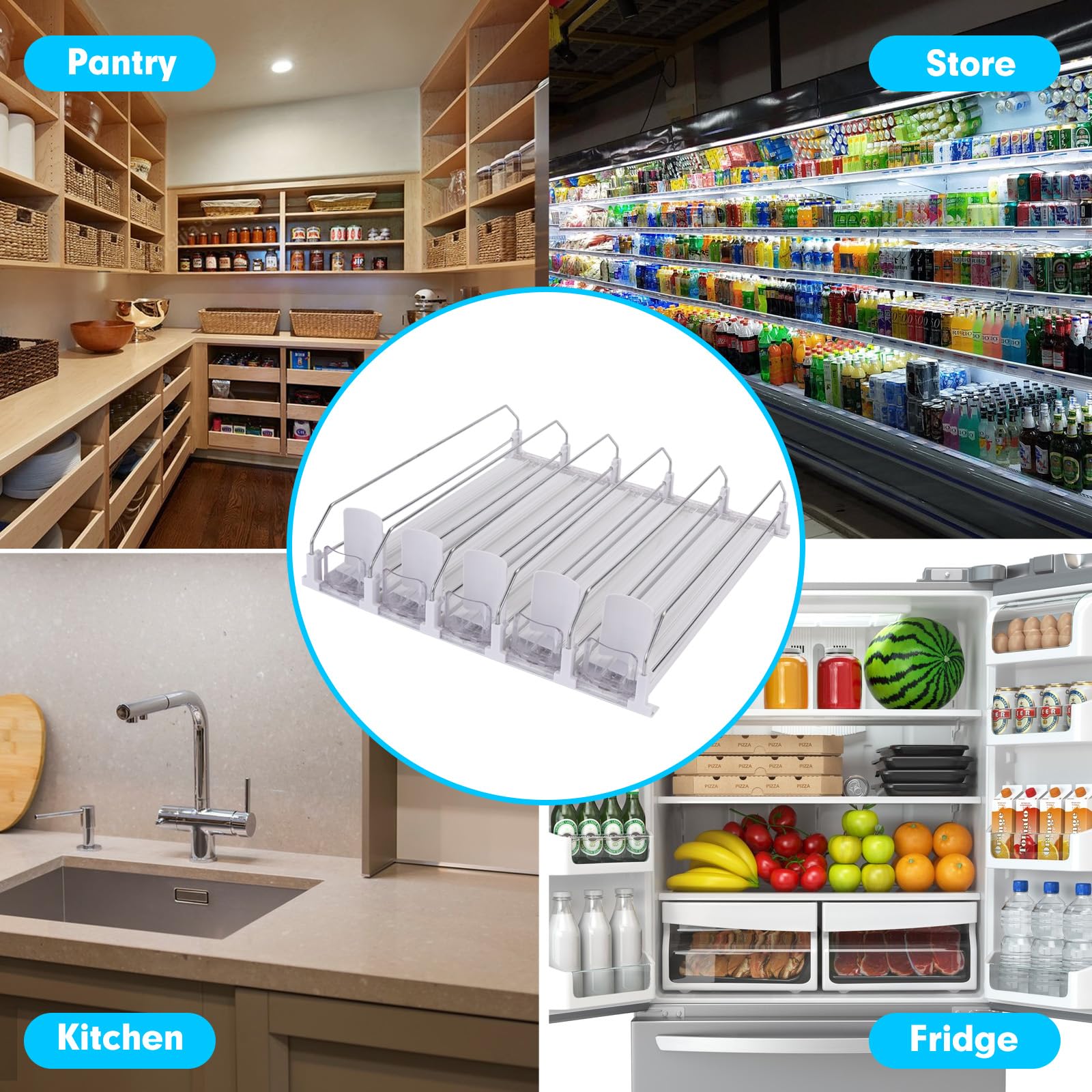 Dispenser Automatico Lattine Per Frigo LMSAWK - Organizzatore Bevande, Bianco | Per Birra, Bibite In Lattina - Foto 9