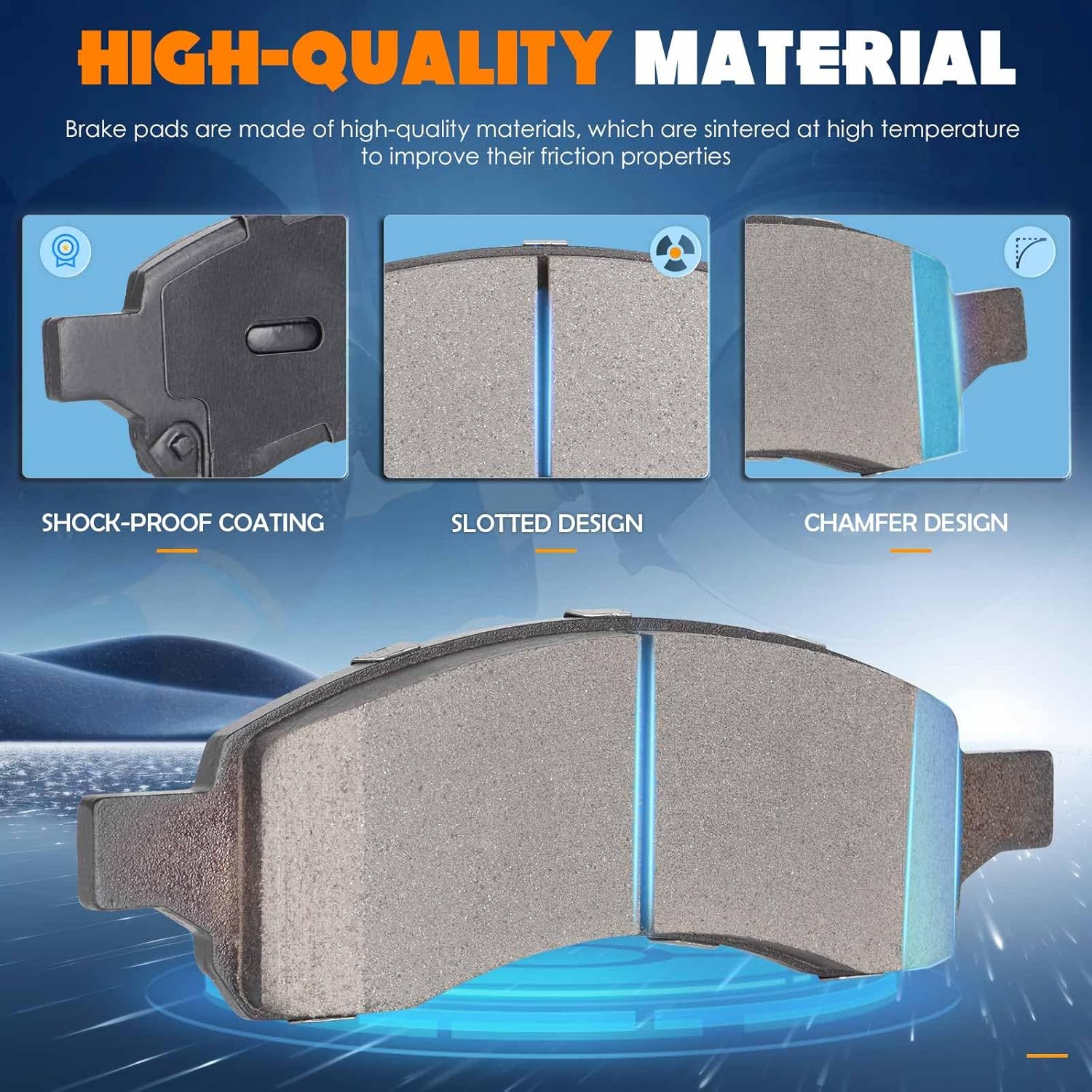 8PCS Rear Front Semi-Metal Brake Pads Fit for Buick Enclave 2008-2017 for Chevrolet SSR 2006 for Trailblazer 2006-2009 for GMC Acadia 2007-2016 for Saturn Outlook 2007-2010