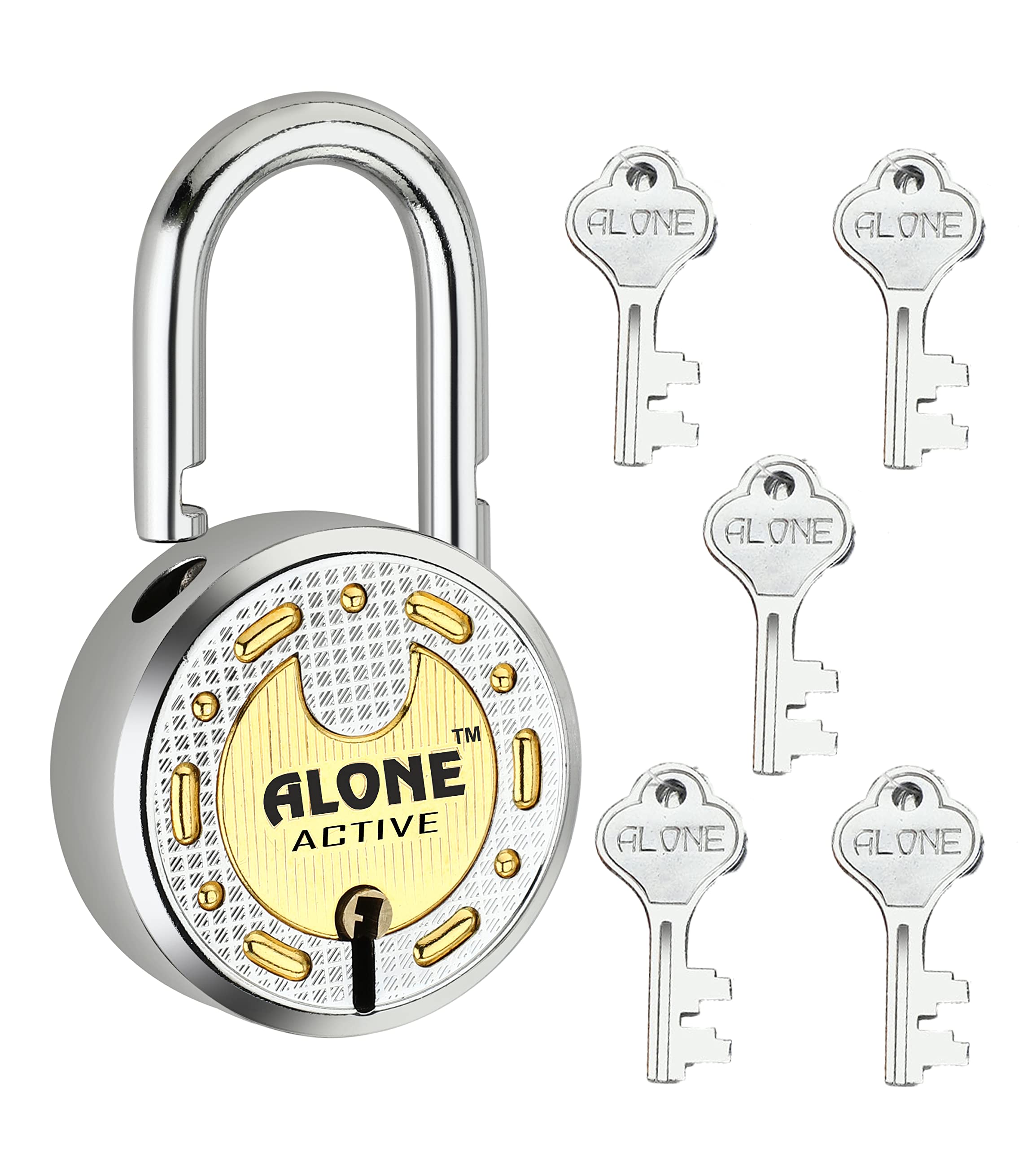 Alone Lock 65mm 5 Keys Padlock | Steel Body Double Locking 8 Levers | Lock and Keys for Home Door Gate Shop Shutter Locks | Chrome Finish Rust Proof (Pack of 1)-image-31