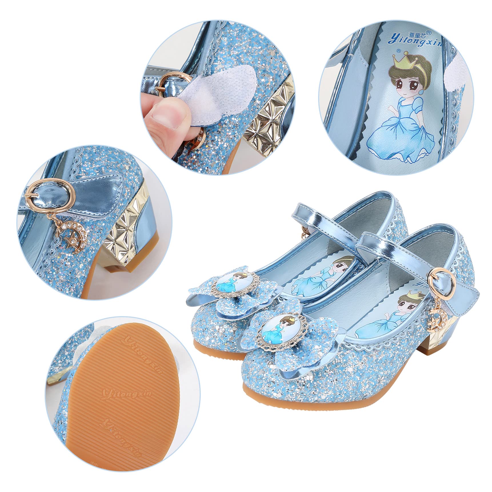 Chaussures Princesse Bout Fermé Talons Antidérapant Paillettes Déguisement Carnaval