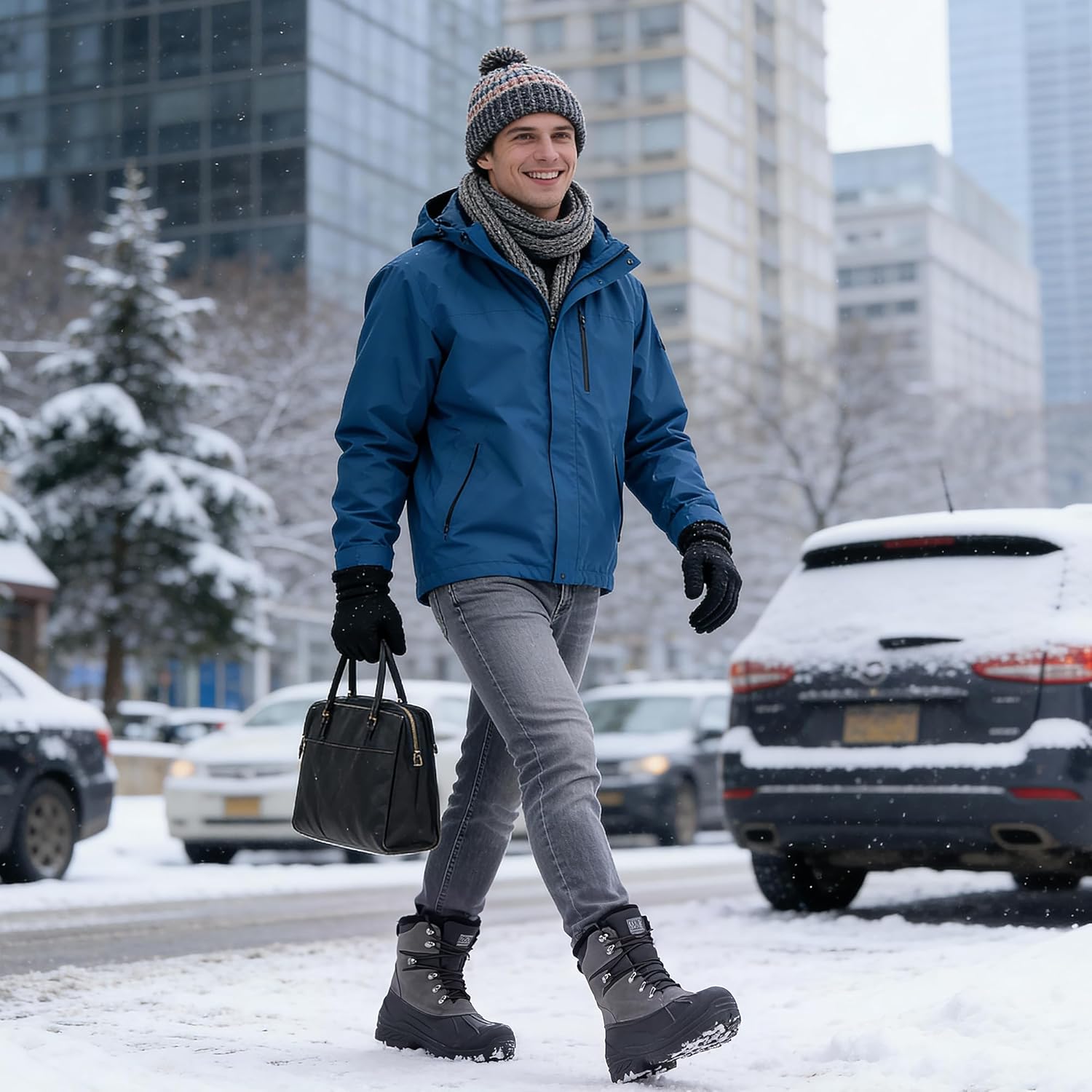 FREE SOLDIER Mens Snow Winter Boots for Men Warm Fleece Lining Winter Ski Shoes Waterproof Insulated Booties - Image 3