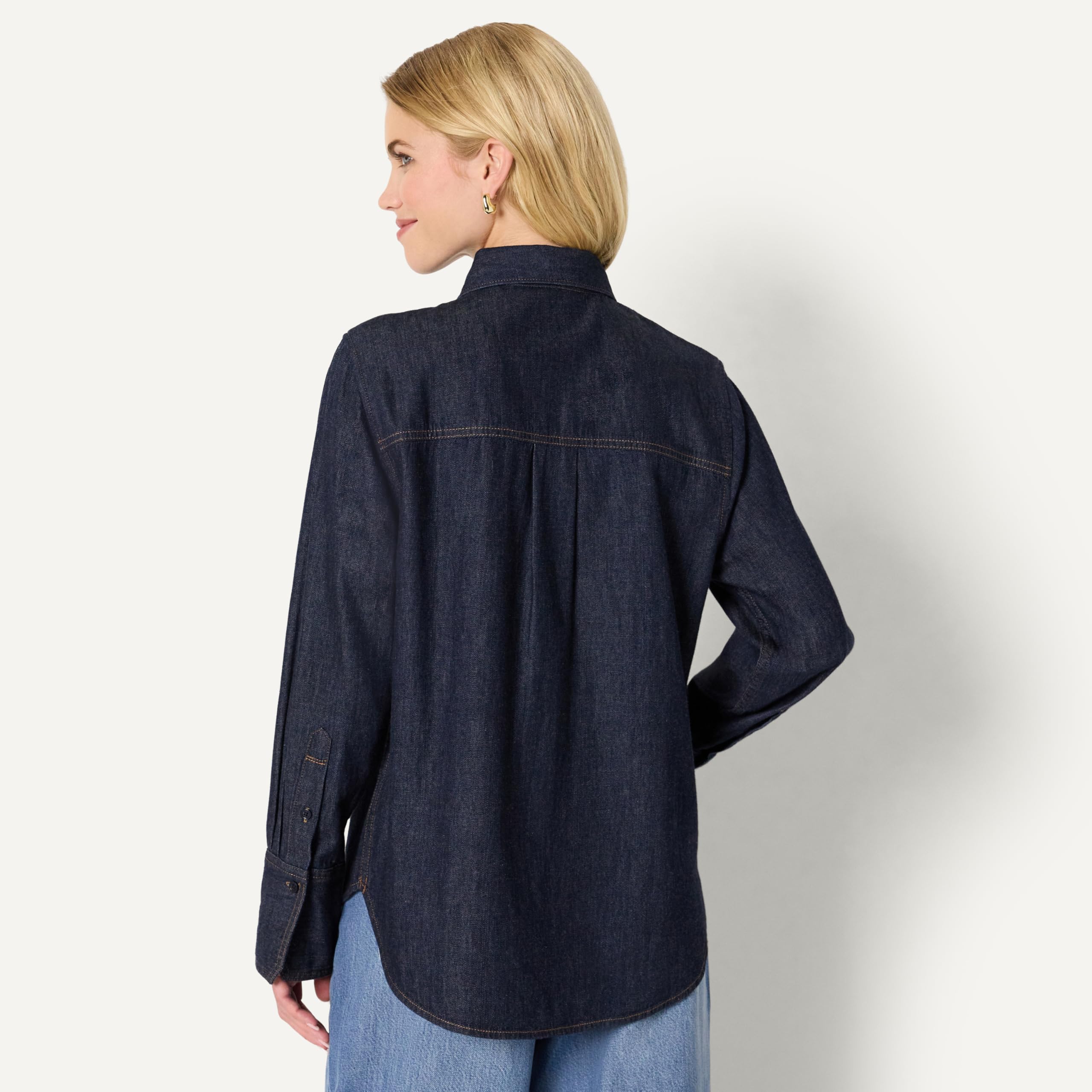 Amazon Essentials Chemise Boutonnée en Denim, Coupe Surdimensionnée Femme
