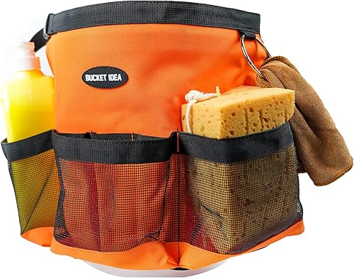 Miniatura 12 de MELOTOUGH Cubo organizador de herramientas de lavado de coches para herramientas de jardín, apto para cubo de 3.5 a 5 galones (rojo)