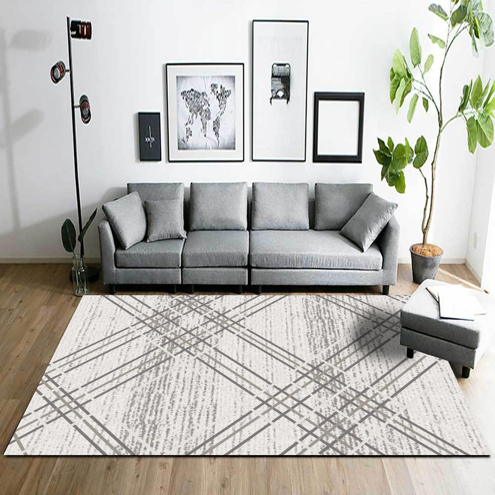 Teppich Moderner Wohnzimmer Teppich 180 X 180 CMgraue Linien Korridor Schlafzimmer, Küche, Wohnzimmer 180x180cm