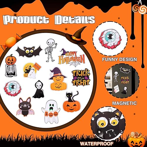 Miniatura 2 de Fimcosy 12 imanes de crucero de Halloween, accesorios de decoración de carnaval para puerta de crucero, accesorios magnéticos divertidos para