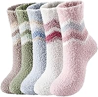 Loiyadn 5 Pairs Fuzzy Socks for Women - Fluffy Cozy Warm Slipper Socks, Soft Plush Sleeping Socks US 6-10