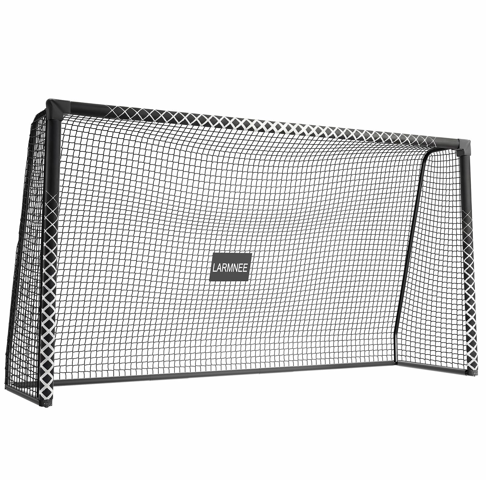 LARMNEE Großes Fussballtor, PE-Knotennetz, inklusive U-Heringen, Schaumstoffbezug, für Outdoor, Garten, Spielfeld