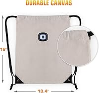 Vista 5 de LED Drawstring Backpack Bag with Light String Bag Sackpack Women Men Gifts for Gym Beach Travel Camping (Beige)