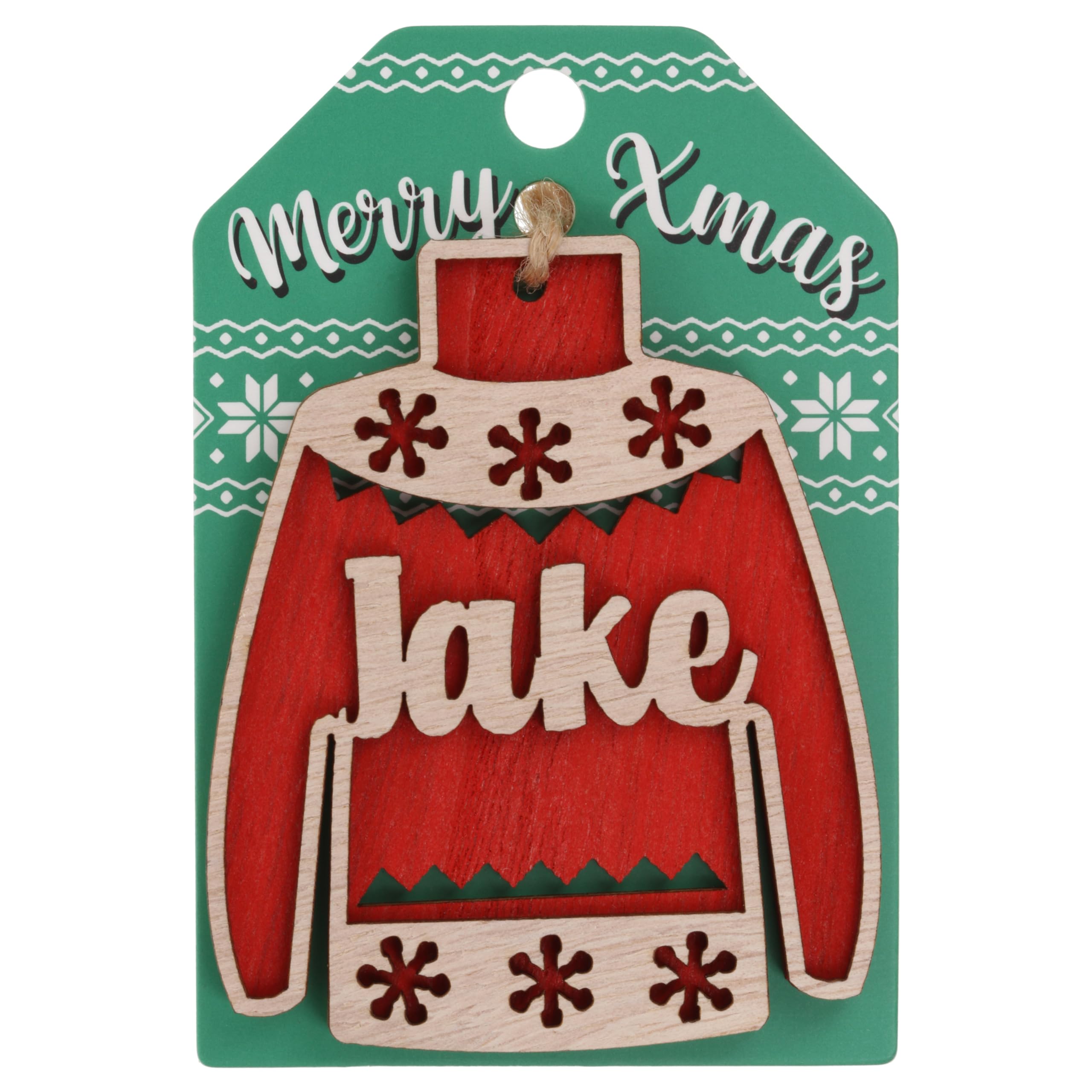 Stands Out, Supplying Outstanding Gifts Jake Name Christmas Jumper Wooden Tree Decoration Personalised Bauble Xmas Red